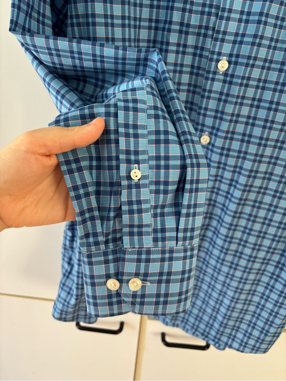 Eton Contemporary Blue Plaid 100% Cotton Dress Shirt 15 / 38 Corporate Luxury - Picture 5 of 11
